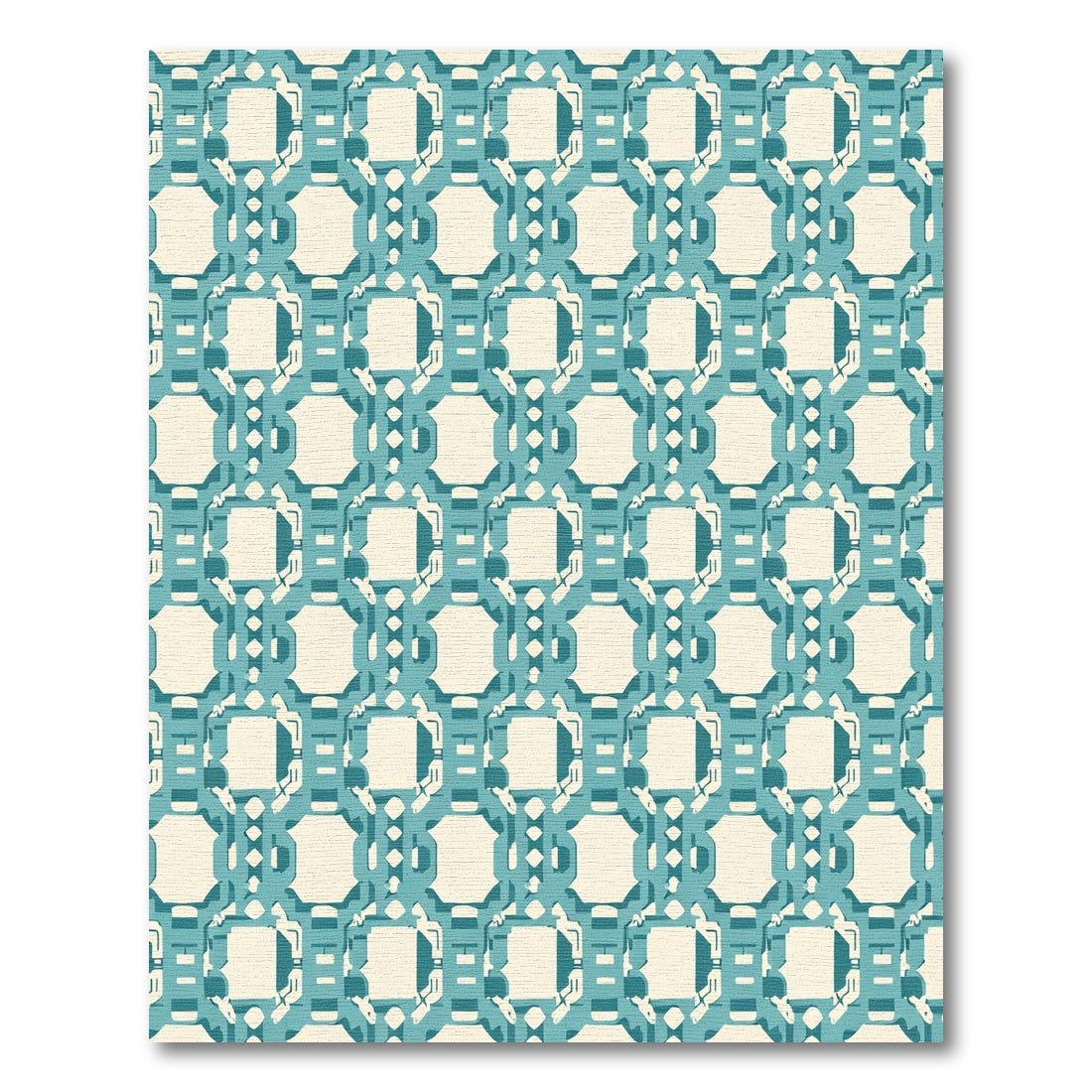 Teal Octagon Lattice Repeating Rug