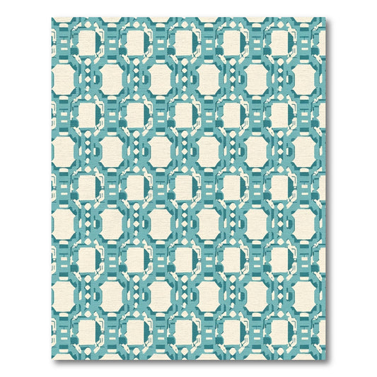 Teal Octagon Lattice Repeating Rug