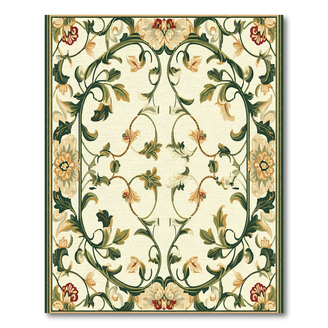 Ornate Cream Floral Vine Rug
