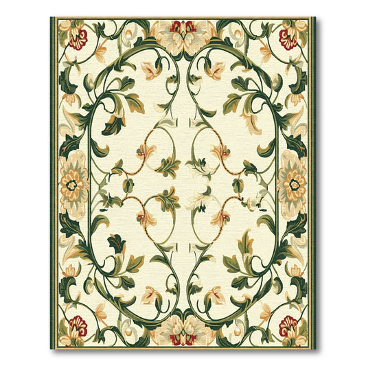 Ornate Cream Floral Vine Rug