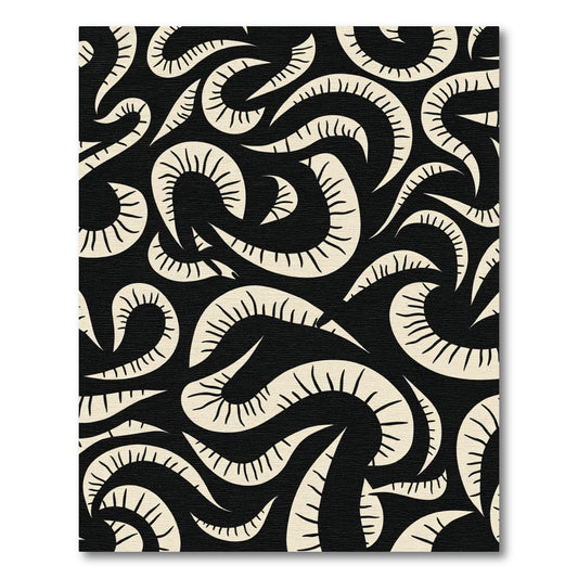 Black Ivory Horn Swirl Rug