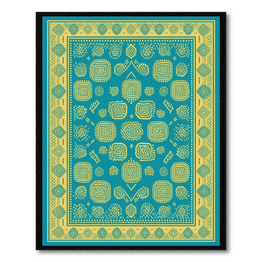 Teal Yellow Heritage Tribal Area Rug