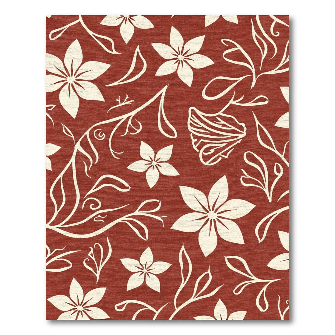 Terracotta Cream Floral Vine Rug