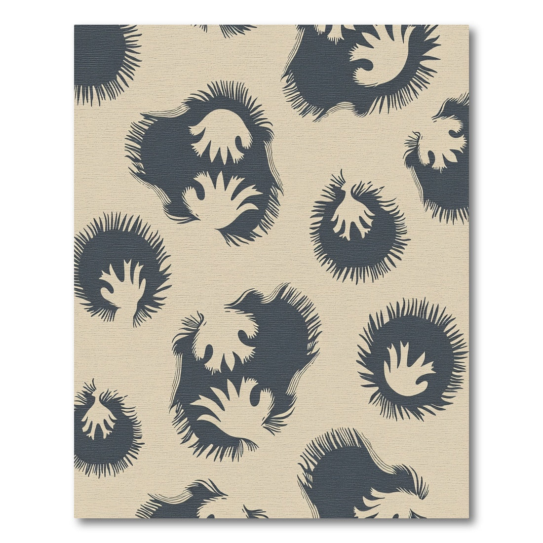 Deep Blue Abstract Fern Swirl Rug