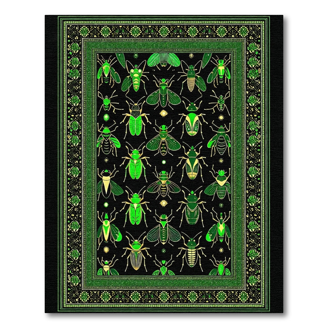 Emerald Green Bug Collection Rug