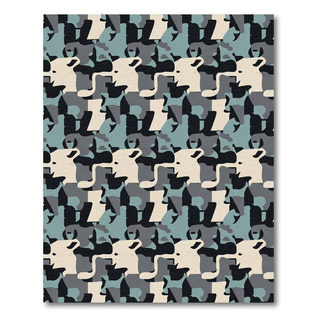 Camouflage Layers Blue Gray Cream Rug