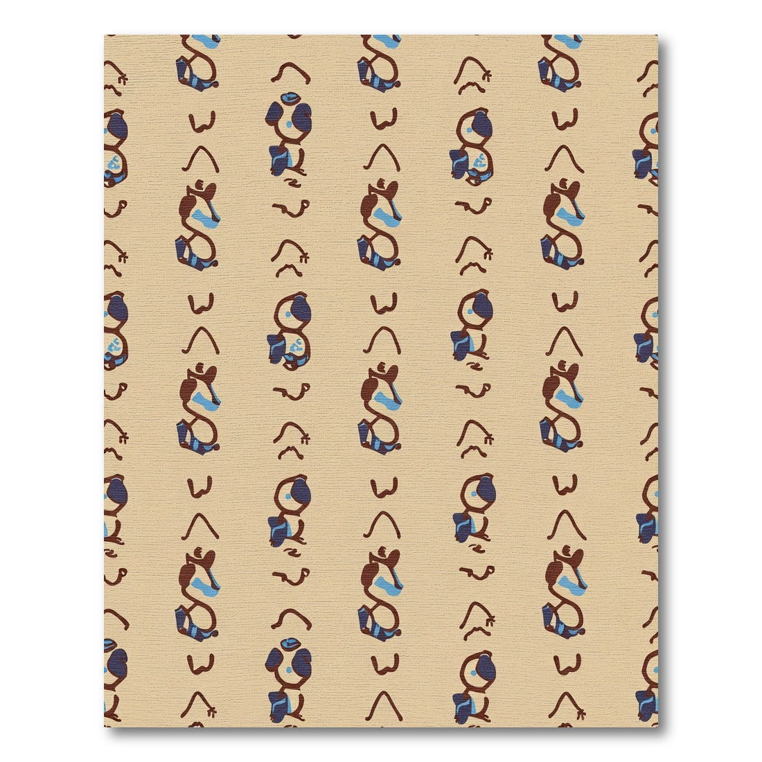 Brown Blue Animal Character Striped Rug