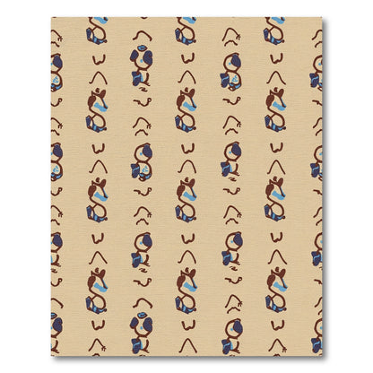 Brown Blue Animal Character Striped Rug