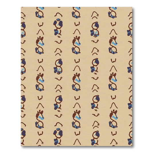 Brown Blue Animal Character Striped Rug