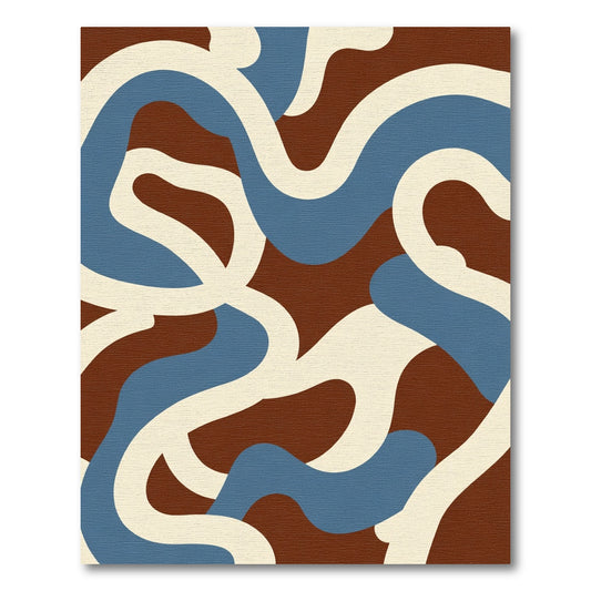 Abstract Brown Blue Cream Swirl Rug