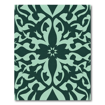 Teal Abstract Floral Medallion Rug