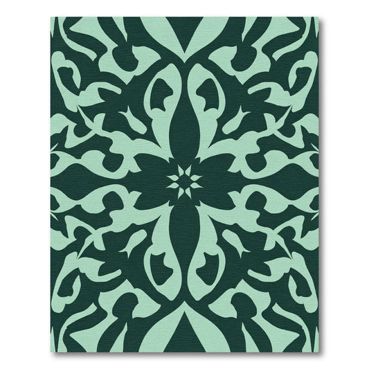 Teal Abstract Floral Medallion Rug