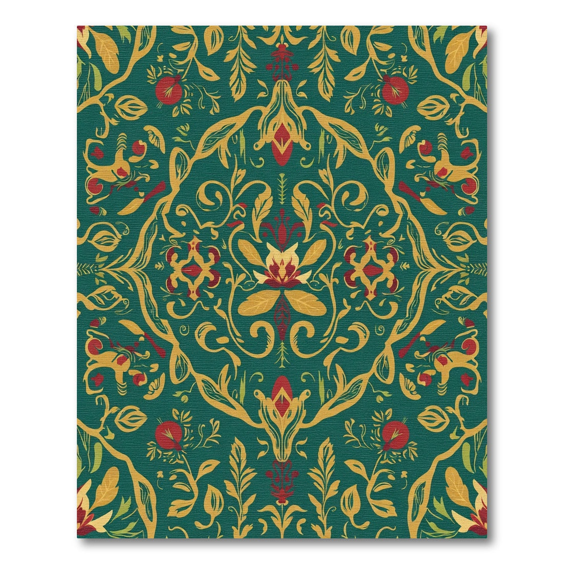Deep Teal Floral Medallion Harmony Rug