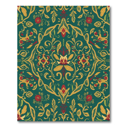 Deep Teal Floral Medallion Harmony Rug