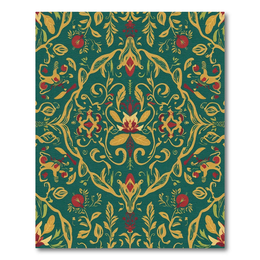 Deep Teal Floral Medallion Harmony Rug