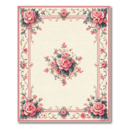 Pink Rose Floral Vintage No. 26 Area Rug