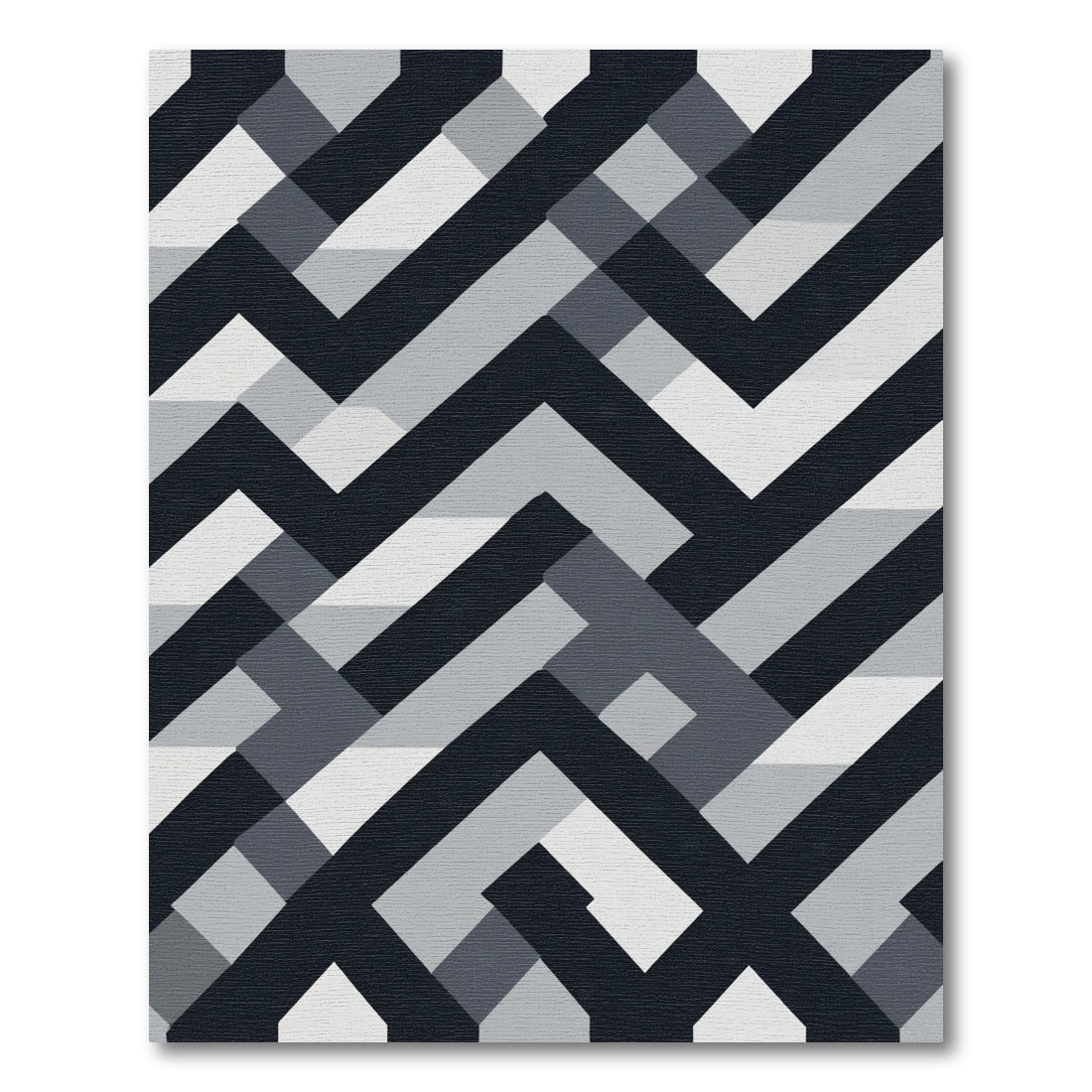 Dark Grey Interlocking Geometric Lines Rug
