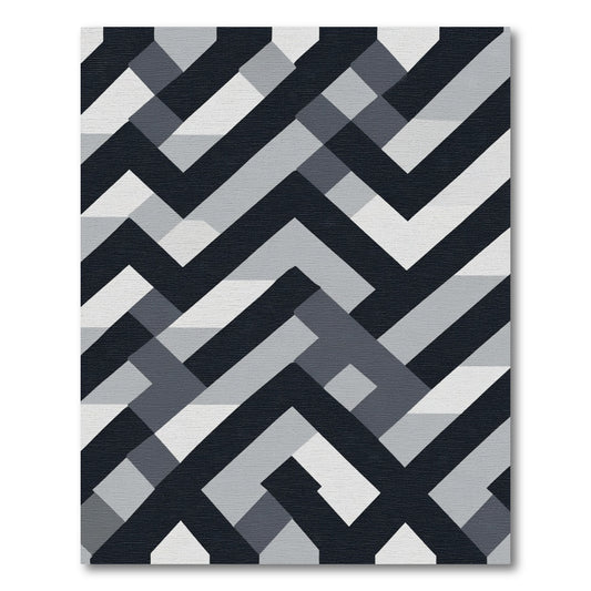Dark Grey Interlocking Geometric Lines Rug