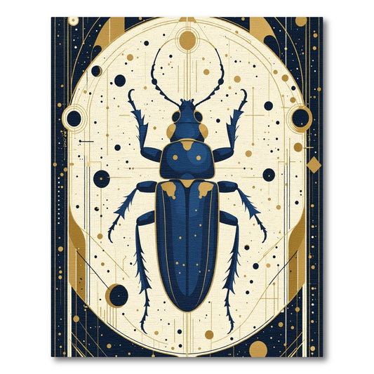 Dark Blue Beetle Celestial Oval Rug