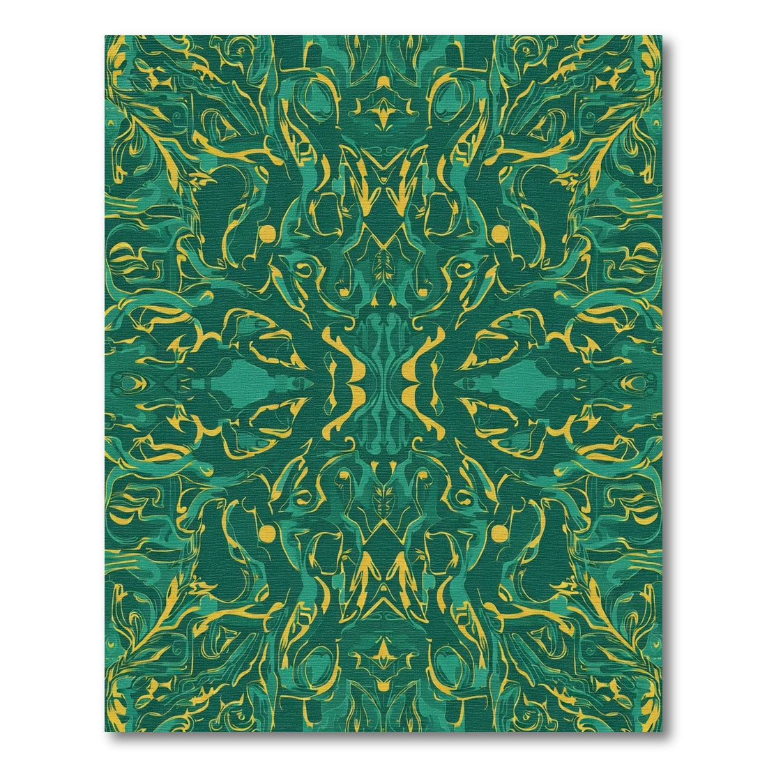 Emerald Golden Abstract Swirl Rug