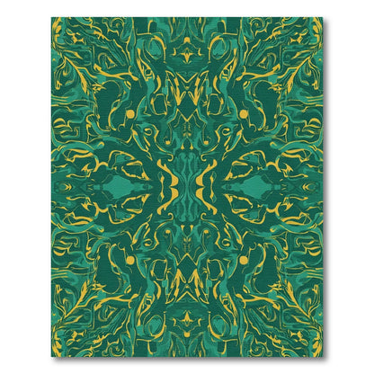 Emerald Golden Abstract Swirl Rug