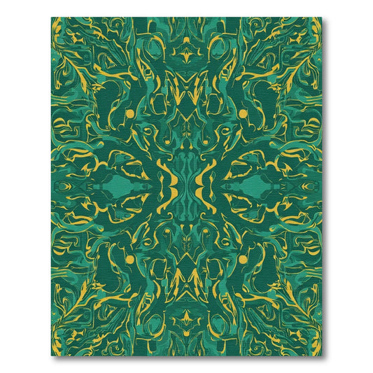 Emerald Golden Abstract Swirl Rug