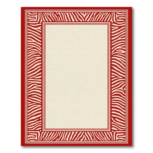 Red Zebra Border Area Rug