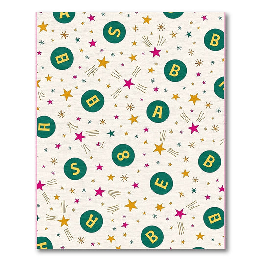 Whimsical Starry Alphabet Circles Rug