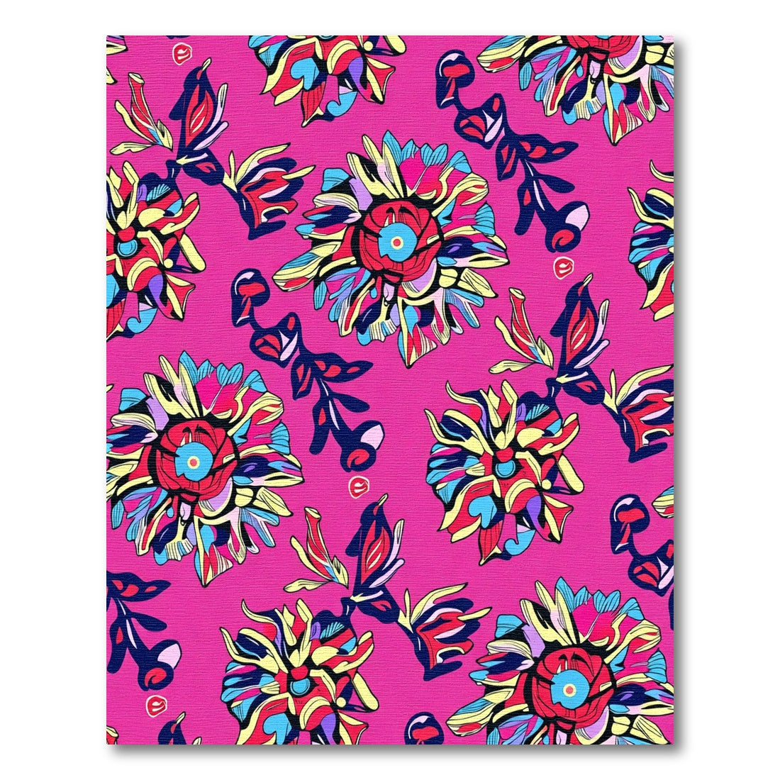 Vibrant Pink Abstract Floral Explosion Rug