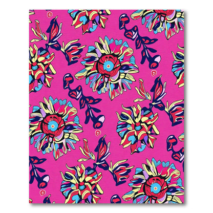 Vibrant Pink Abstract Floral Explosion Rug