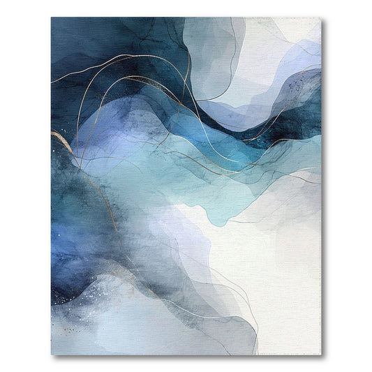 Blue Teal Abstract Wave Area Rug