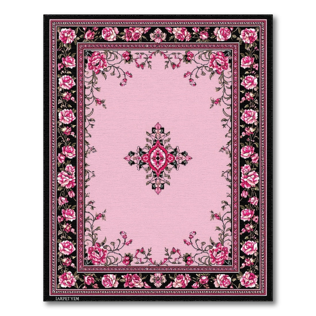 Pink Rose Floral Vintage No. 31 Area Rug