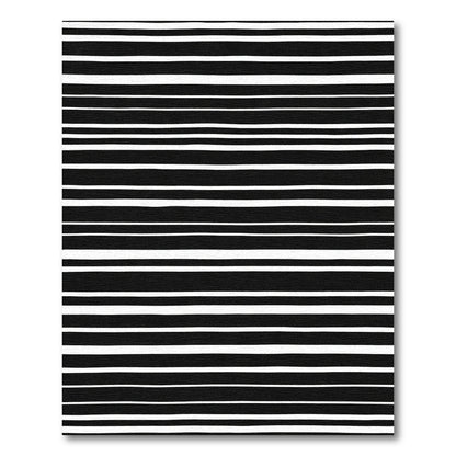 Bold Black White Hand Drawn Stripes Rug