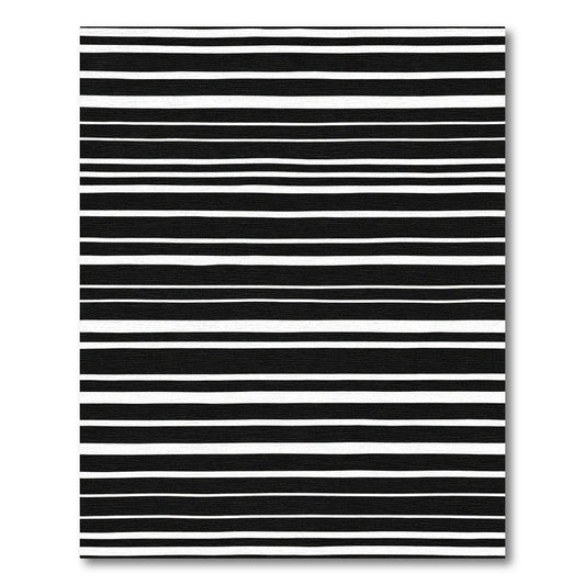 Bold Black White Hand Drawn Stripes Rug