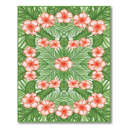 Multi-color and Patterns Red Hibiscus Floral Area Rug