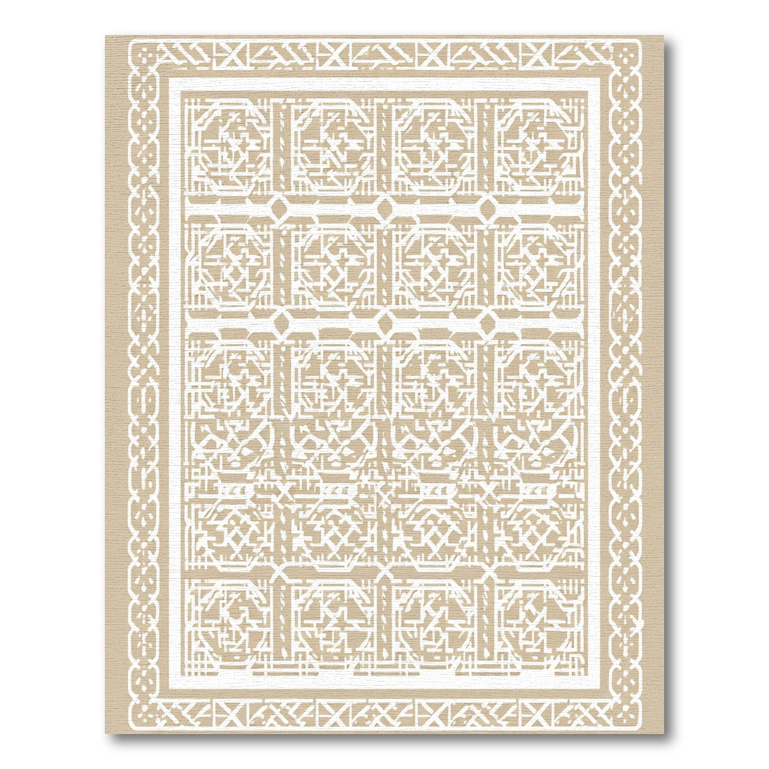 White Geometric Overlapping Square Relief Rug