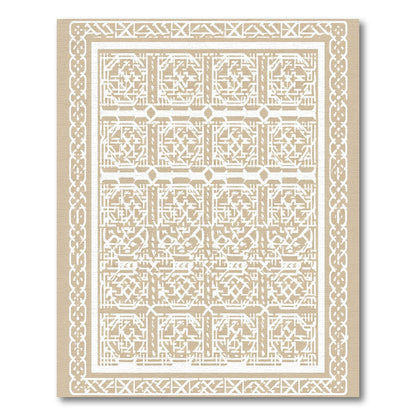 White Geometric Overlapping Square Relief Rug