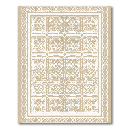 White Geometric Overlapping Square Relief Rug