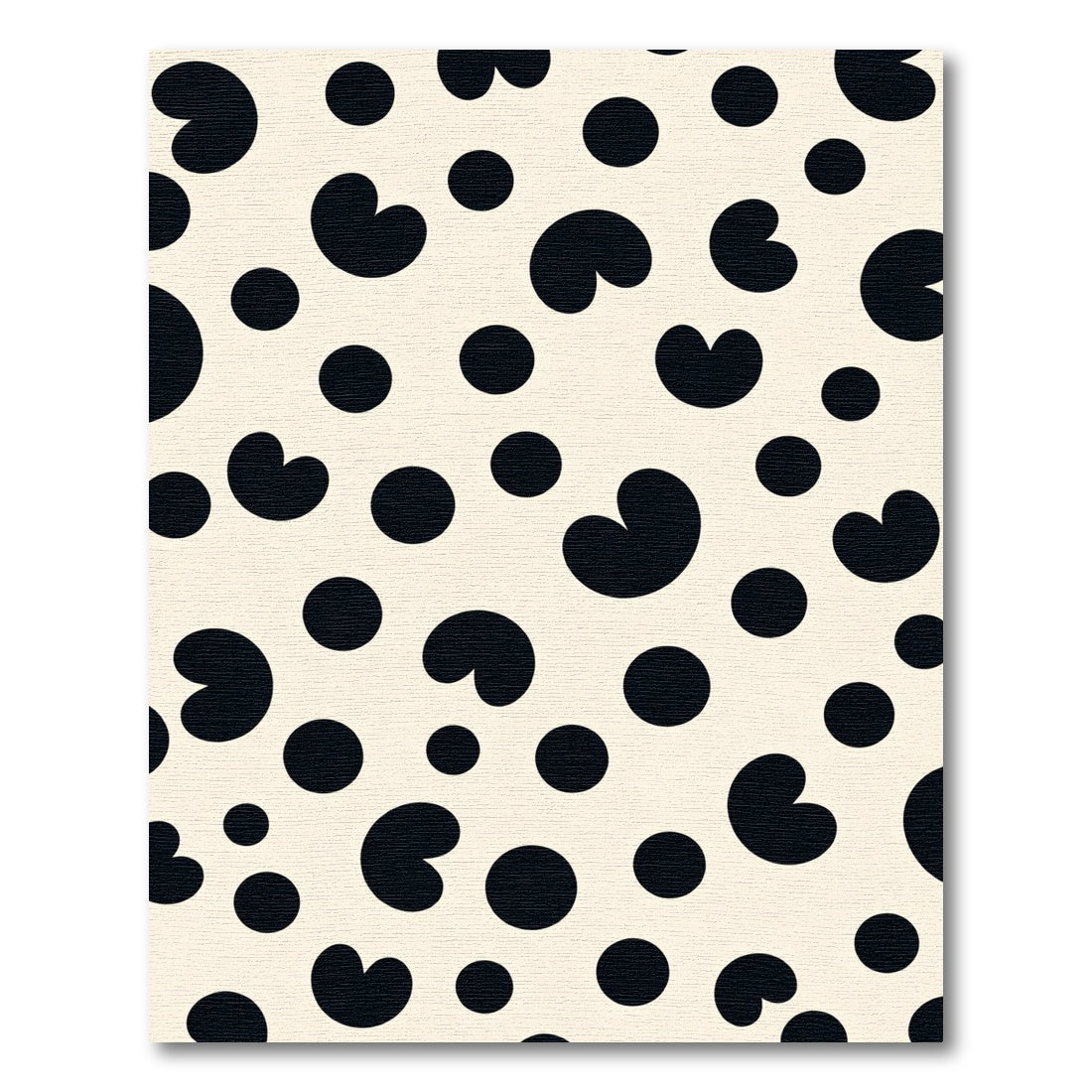 Cream Black Polka Heart Scattered Rug