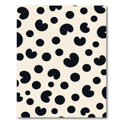 Cream Black Polka Heart Scattered Rug