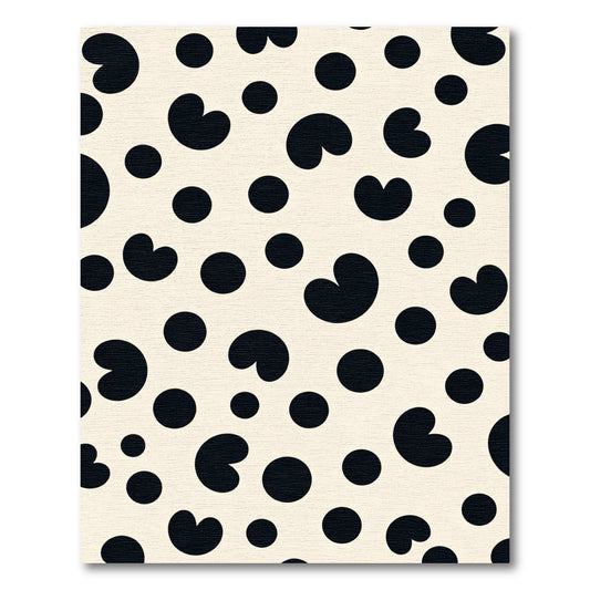 Cream Black Polka Heart Scattered Rug