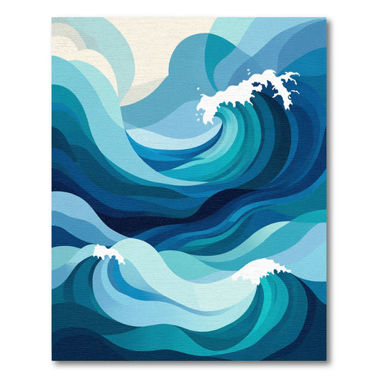 Deep Blue Ocean Wave Swirls Rug
