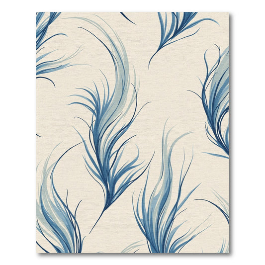 Elegant Blue Feather Swirls Rug