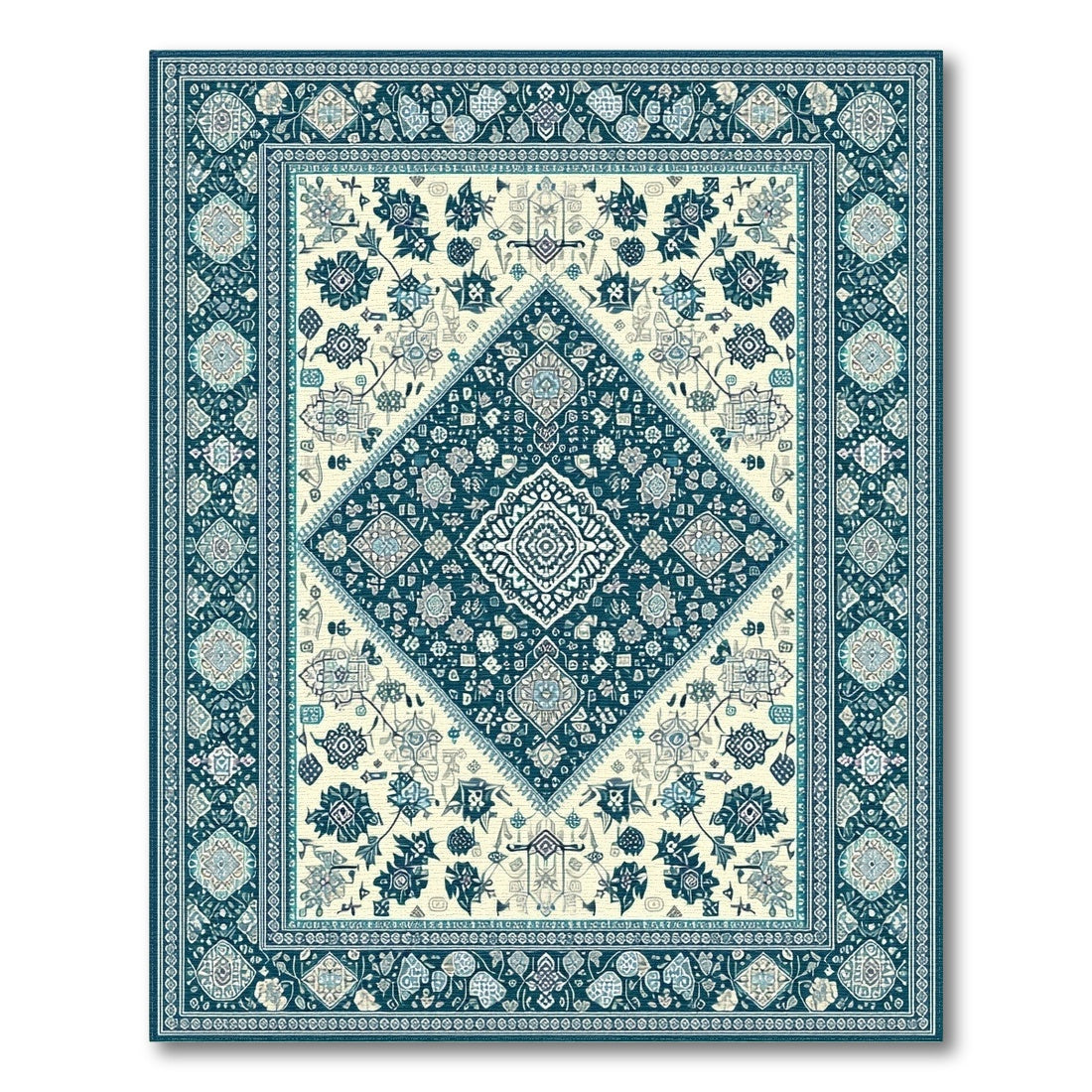 Blue Teal Persian Medallion No. 11 Area Rug