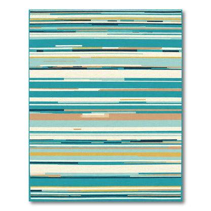 Modern Teal Striped Abstract Rug