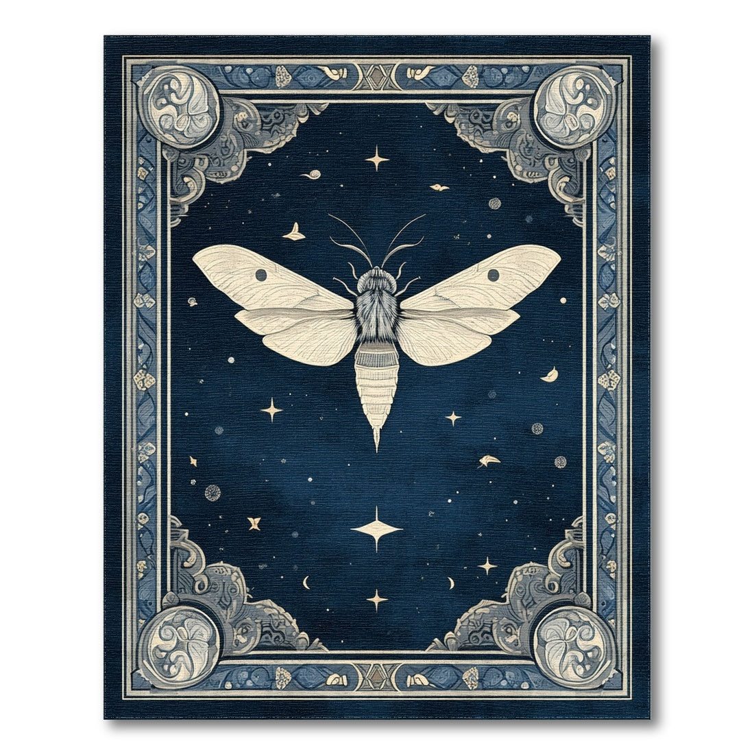 Celestial Moth Blue Area Rug