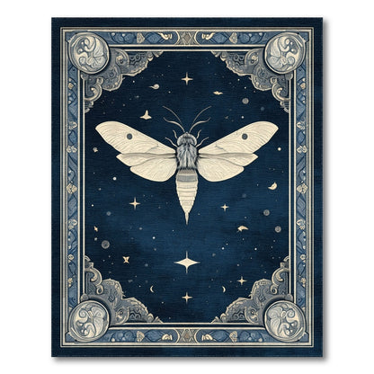 Celestial Moth Blue Area Rug