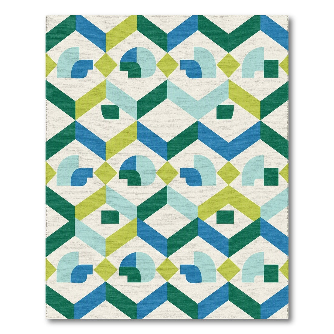 Blue Teal Geometric Modern No. 8 Area Rug