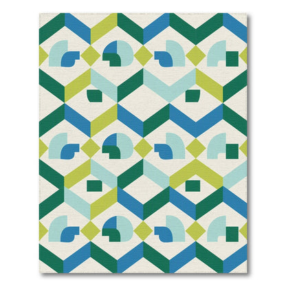 Blue Teal Geometric Modern No. 8 Area Rug