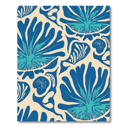 Royal Blue Tropical Fern Foliage Rug